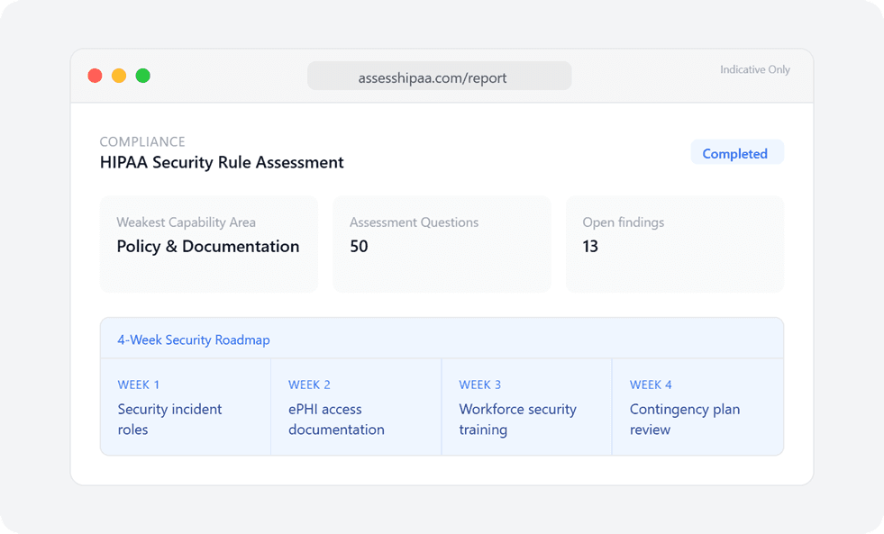 AssessHIPAA HIPAA assessment report preview